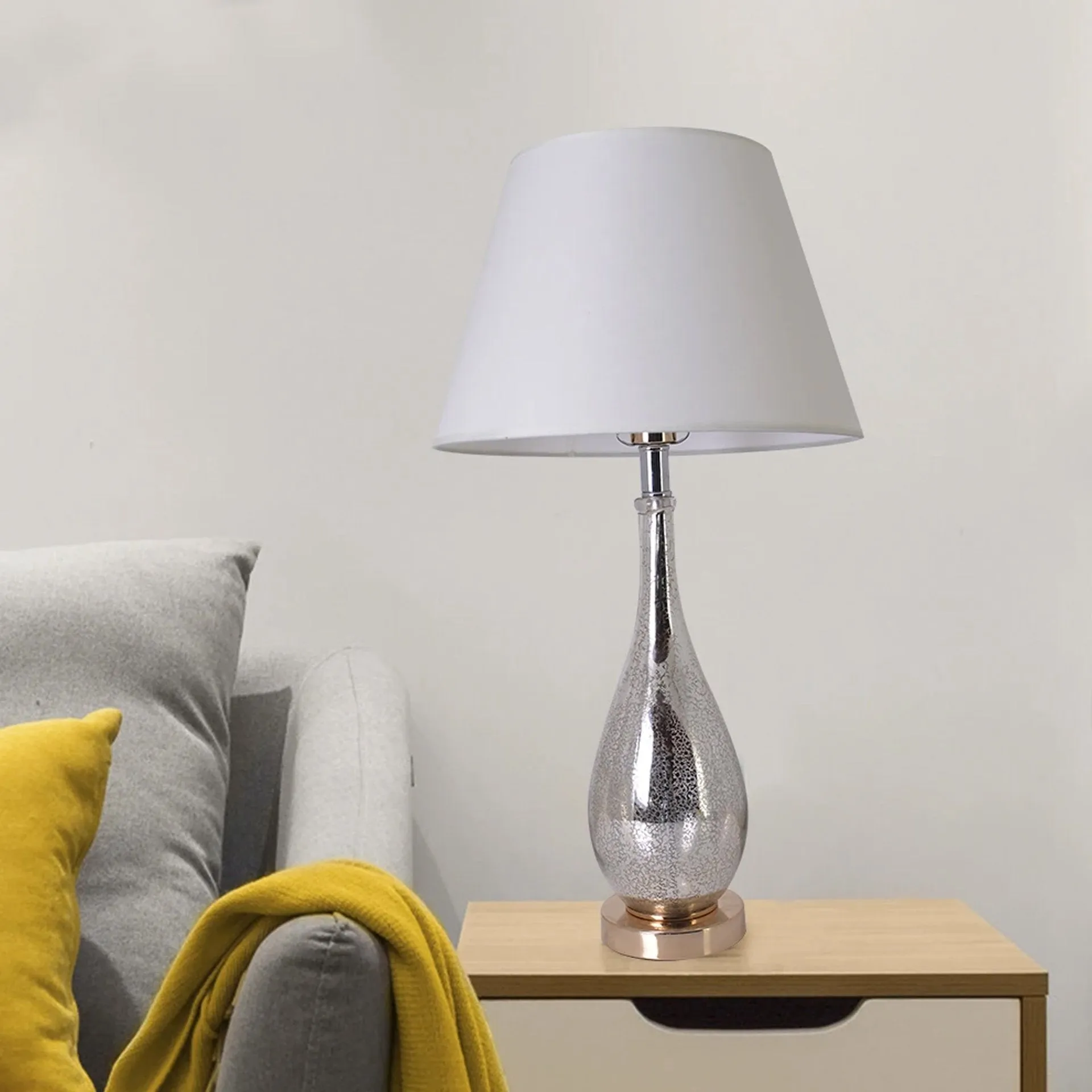 Lola Little Mercury Droplet Glass Table Lamp 28" - Gold Mercury/Creme (Set of 2)