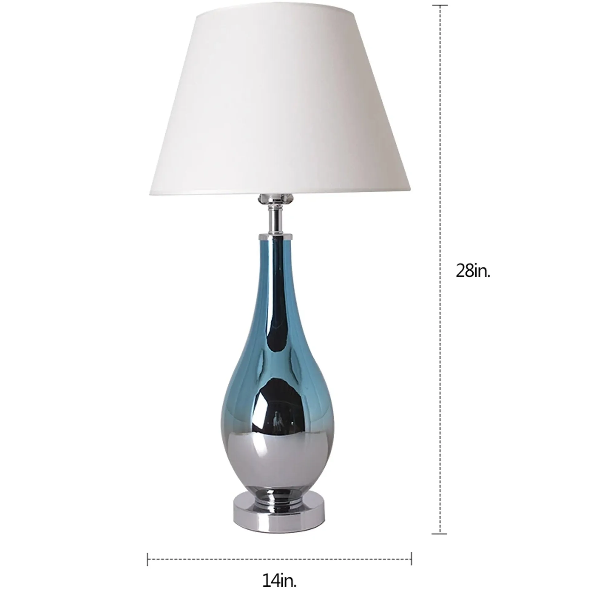 Lola Ombre Droplet Glass Table Lamp 28" - Blue Chrome Ombre/Creme (Set of 2)