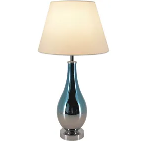 Lola Ombre Droplet Glass Table Lamp 28" - Blue Chrome Ombre/Creme