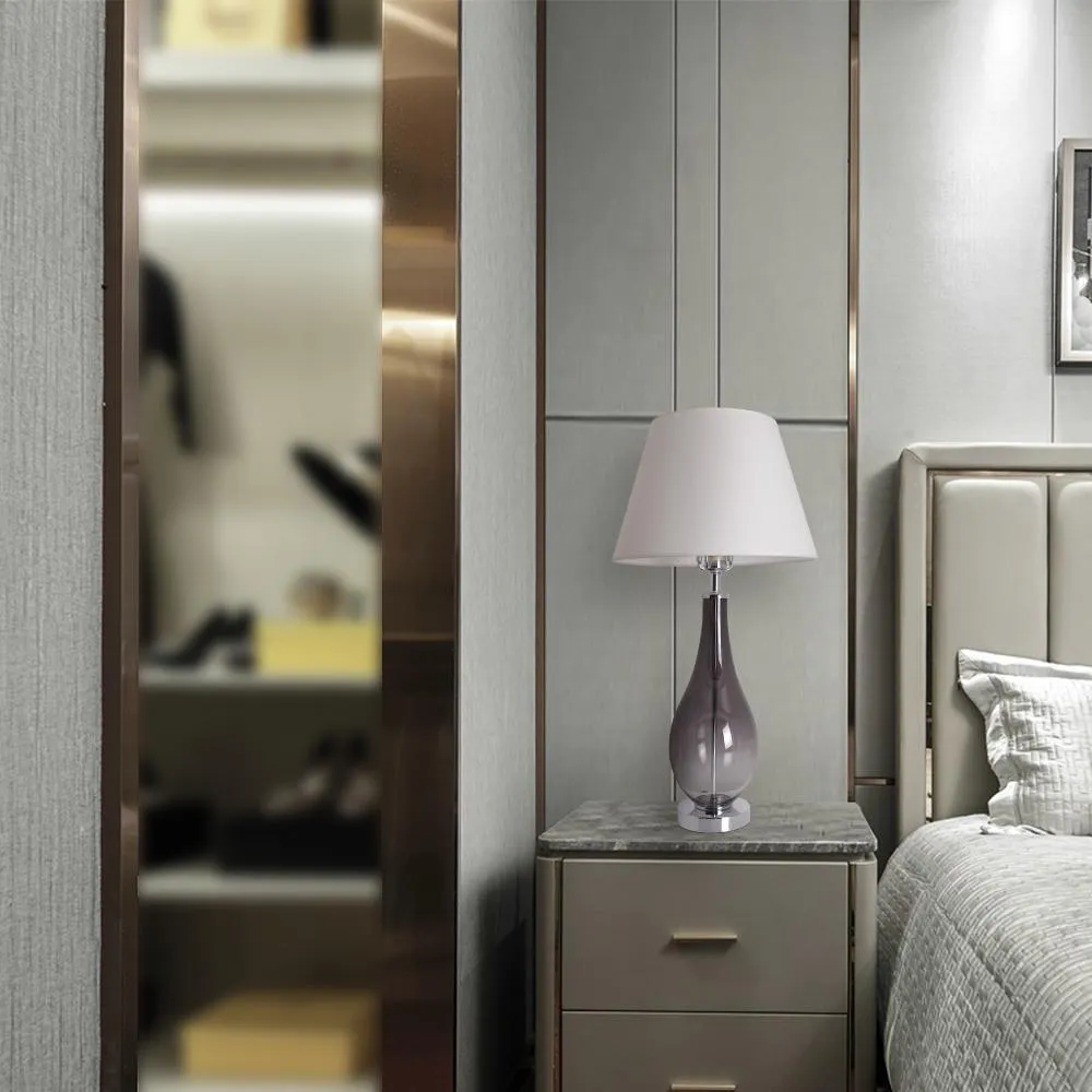 Lola Ombre Droplet Glass Table Lamp 28" - Smoke Gray Ombre/Creme