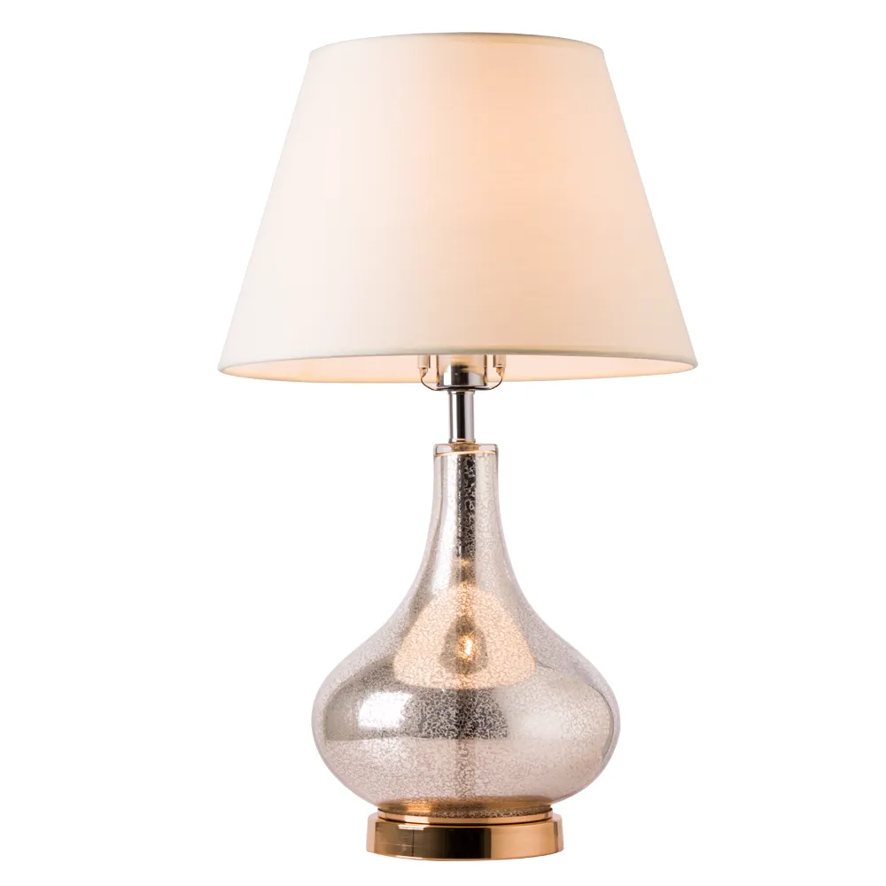 Loto Little Gold Mercury Glass Table Lamp 24" - Gold Mercury/Ivory White (Single)