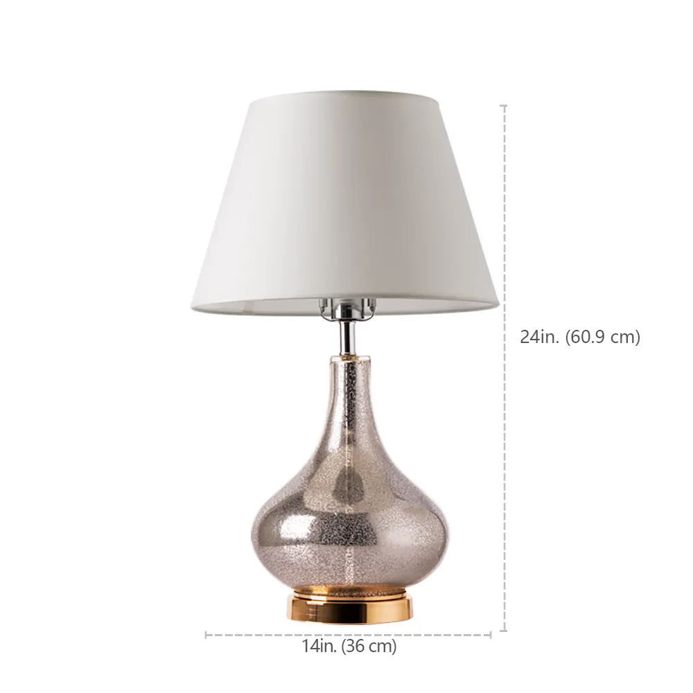 Loto Little Gold Mercury Glass Table Lamp 24" - Gold Mercury/Ivory White (Single)