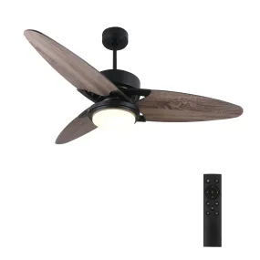 MADDOX 52 inch 3-Blade Ceiling Fan with LED Light Kit & Remote Control - Black/Barnwood