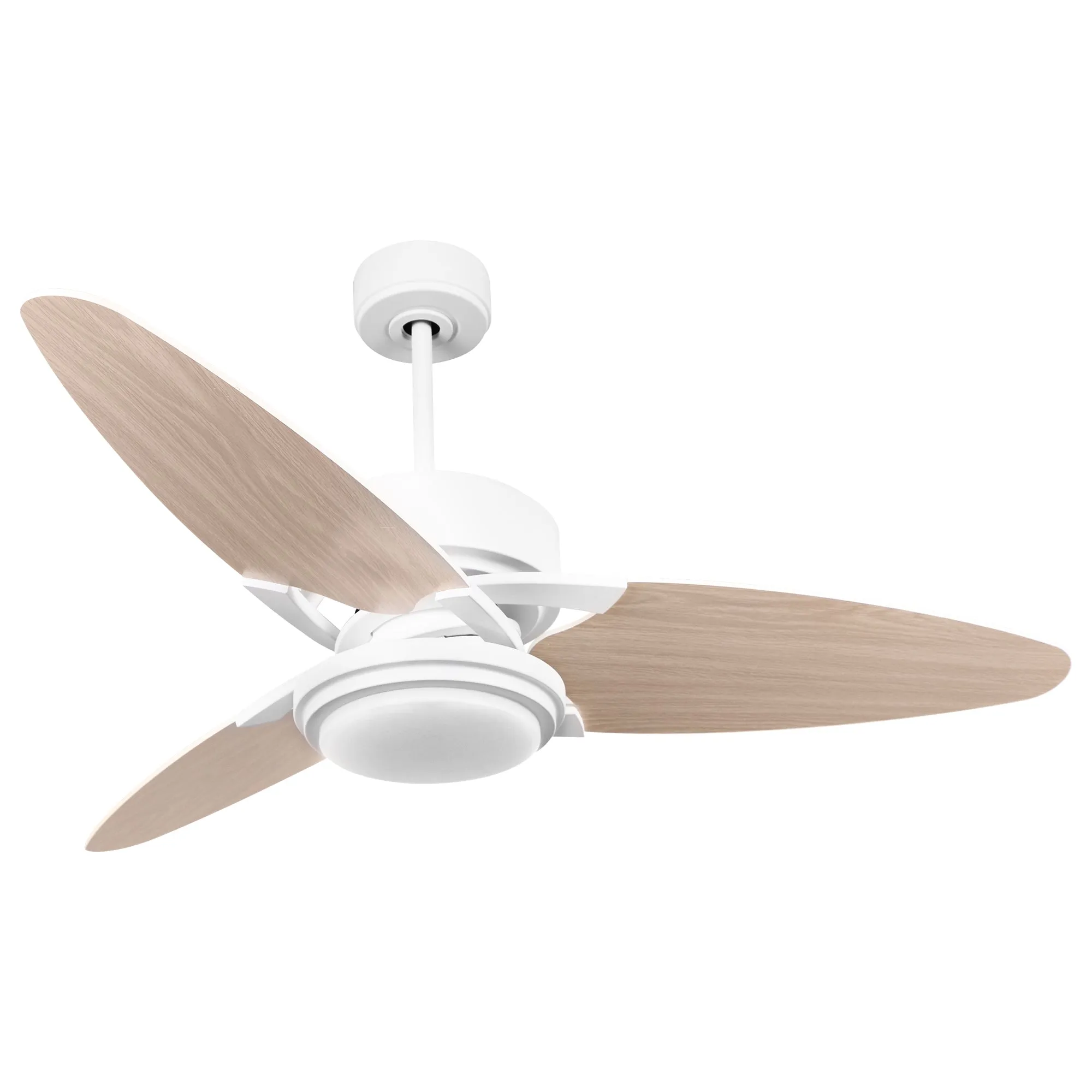 MADDOX 52 inch 3-Blade Ceiling Fan with LED Light Kit & Remote Control - White/Light Wood