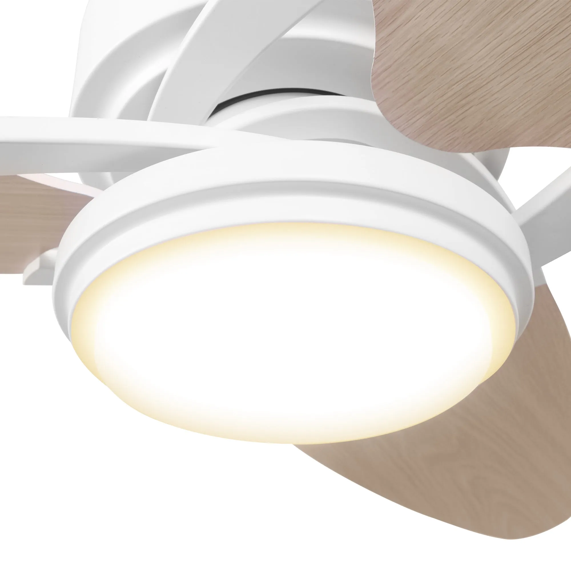 MADDOX 52 inch 3-Blade Ceiling Fan with LED Light Kit & Remote Control - White/Light Wood