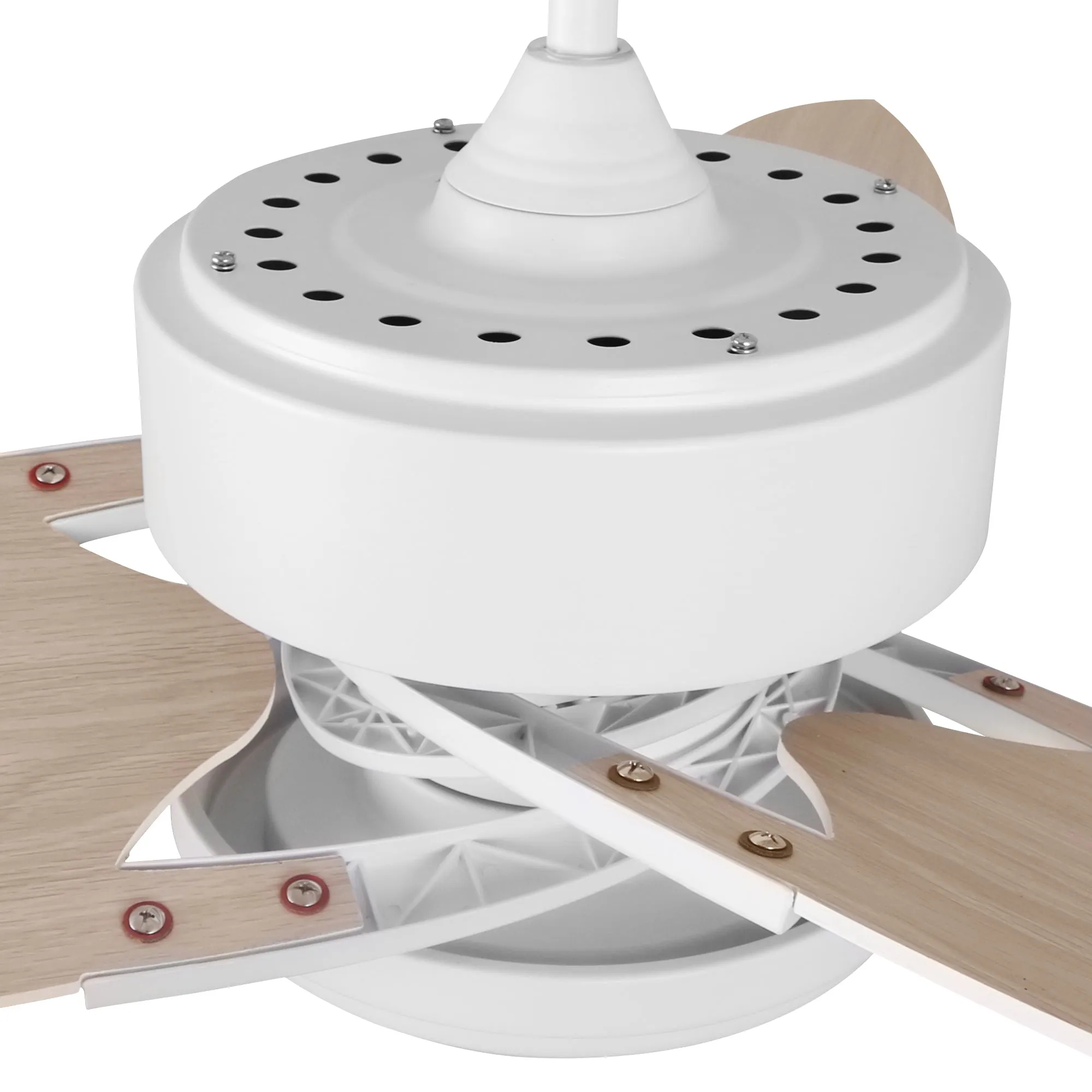 MADDOX 52 inch 3-Blade Ceiling Fan with LED Light Kit & Remote Control - White/Light Wood