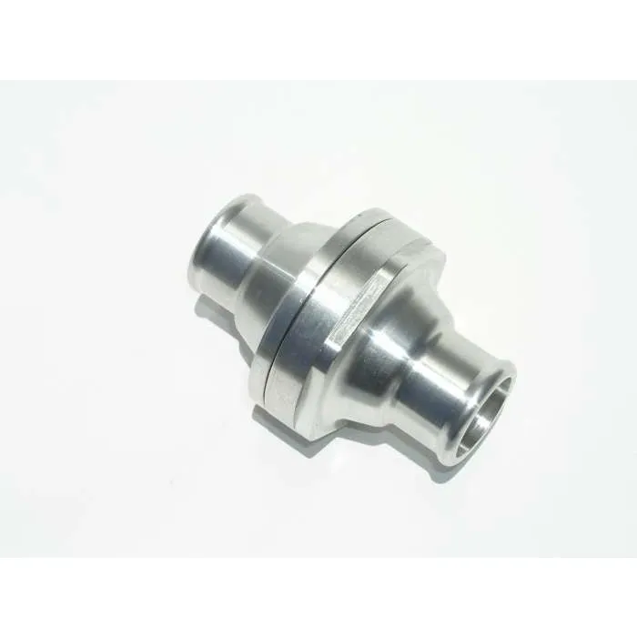Meziere In-Line Thermostat Housing - 1-1/4 in Hose Barb to 1-1/4 in Hose Barb - Polished