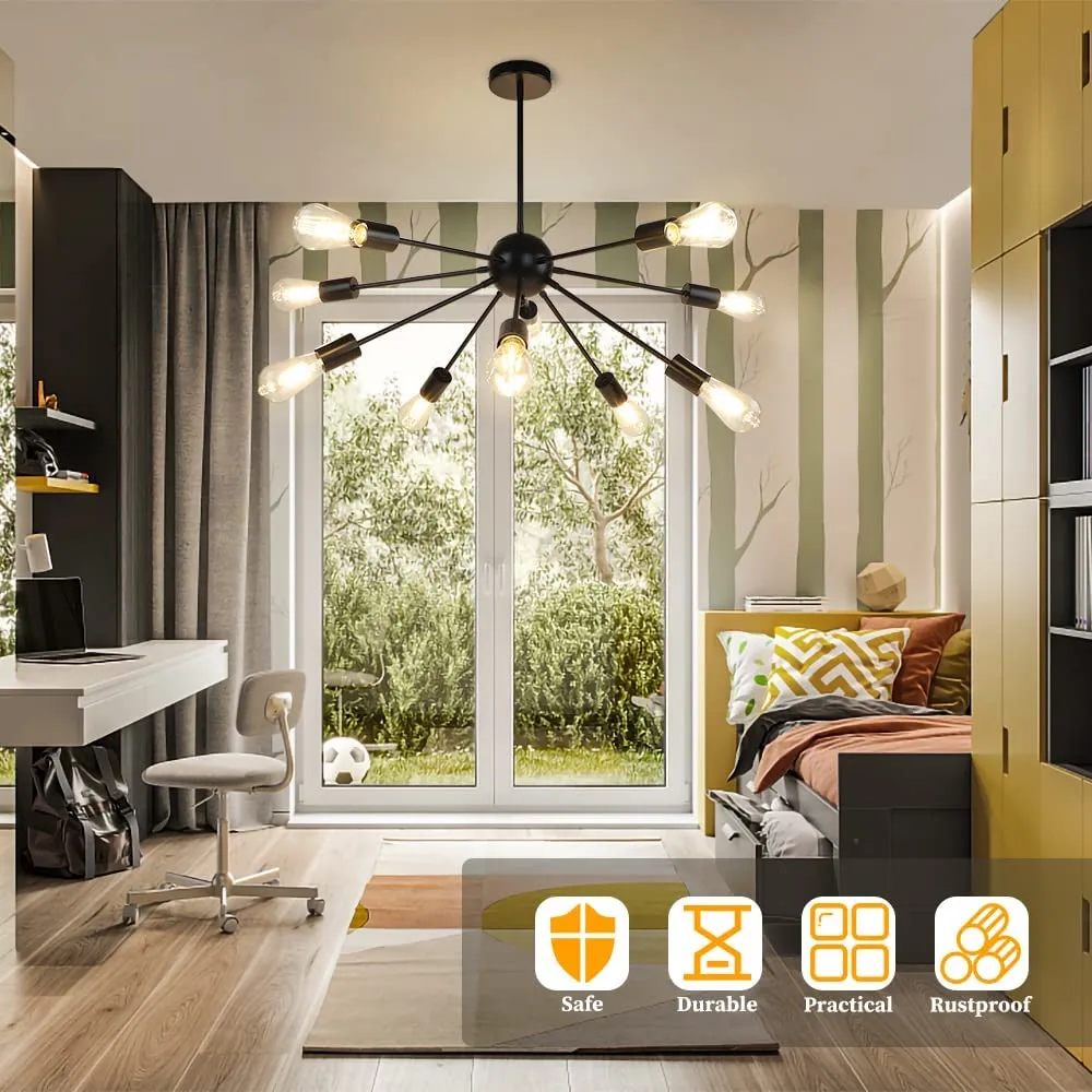 Modern Starburst Ceiling Light Fixture - Choose 8 or 10 Bulb Options