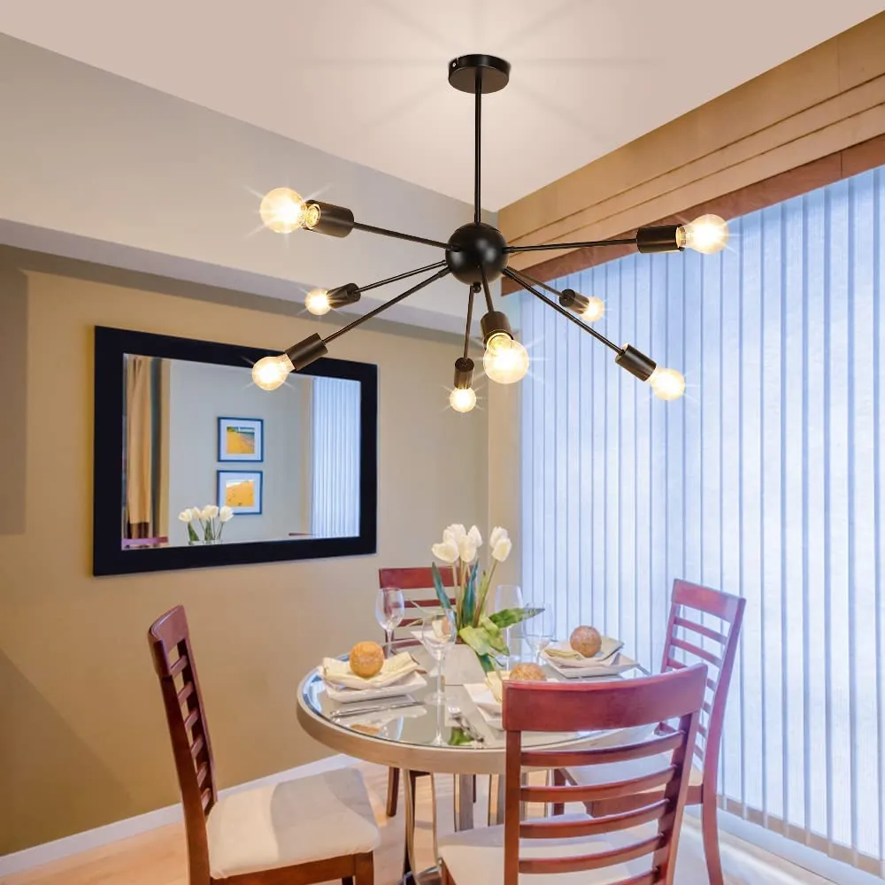 Modern Starburst Ceiling Light Fixture - Choose 8 or 10 Bulb Options