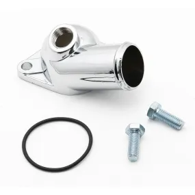 Mr. Gasket 75 Degree Water Neck - 1-1/2 in ID Hose - O-Ring - 1/2 in NPT Female Port - Chrome - Chevy V8