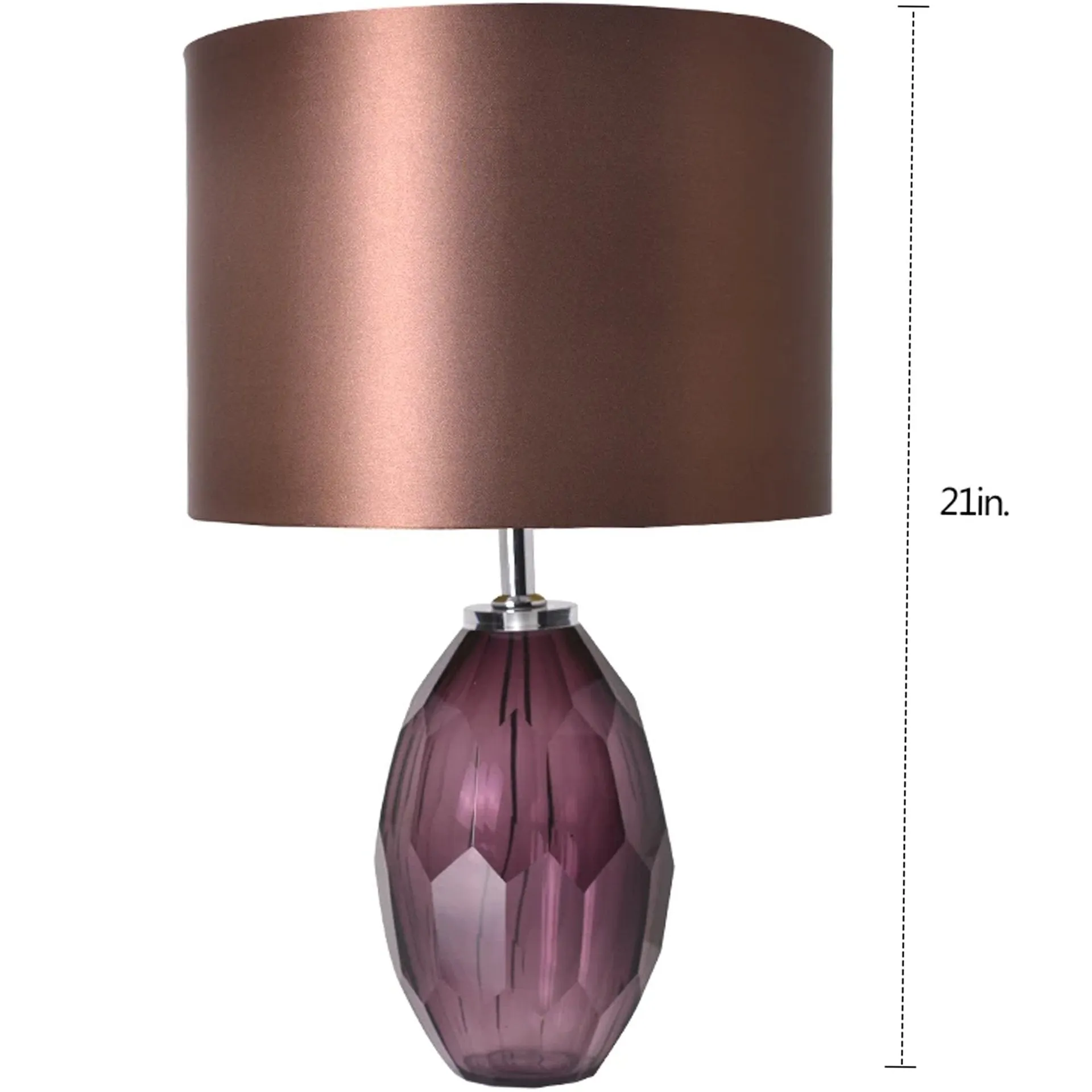 Muguet Little Multi-Faceted Glass Table Lamp 21" - Purple/Brown