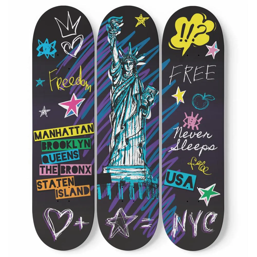 New York Sketch Skateboard Wall Art