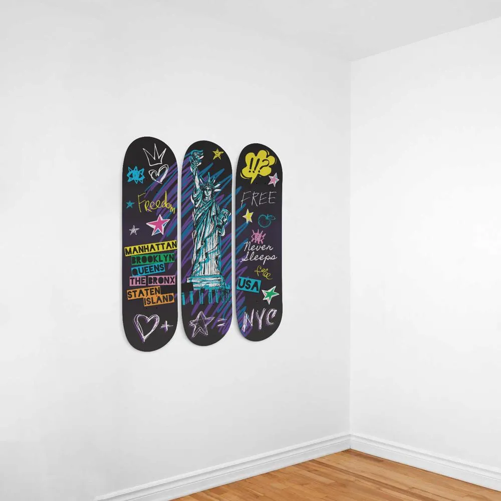 New York Sketch Skateboard Wall Art