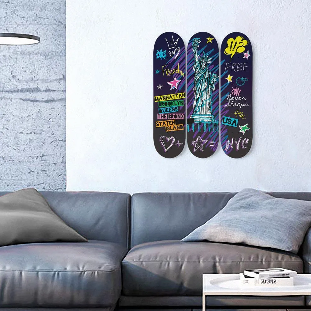 New York Sketch Skateboard Wall Art