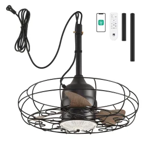 Orison Outdoor Caged Ceiling Fan with Light for Remote - Waterproof(Pattern)