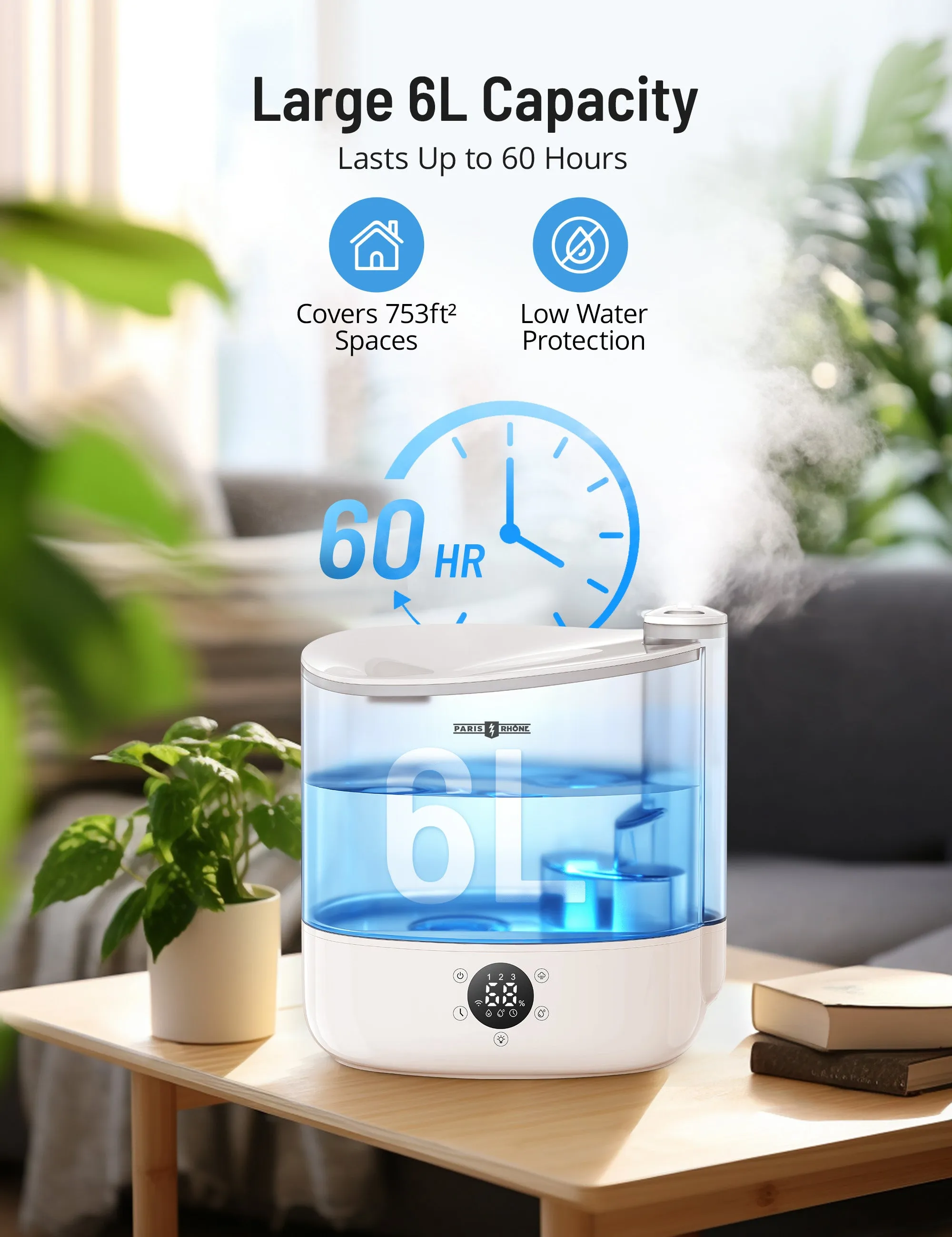 PARIS RHÔNE |6L 60H Wifi Smart Top Fill Humidifiers with App
