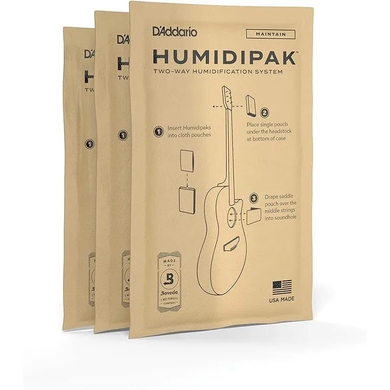 Planet Waves PW-HPRP-03 D'Addario Two Way Humidification System Replacement Packets, 3-pack, White Black Red Blue