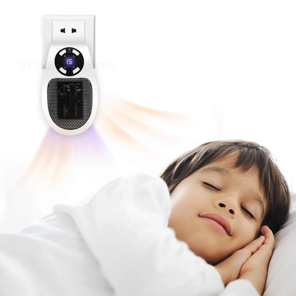 Plug in Wall Heater 500w Mini Electric Space Portable Digital Personal Heater-Wall Outlet Electric Space Heater as Seen on TV with Adjustable Thermostat and Timer and Led Display