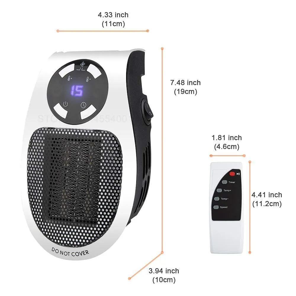Plug in Wall Heater 500w Mini Electric Space Portable Digital Personal Heater-Wall Outlet Electric Space Heater as Seen on TV with Adjustable Thermostat and Timer and Led Display