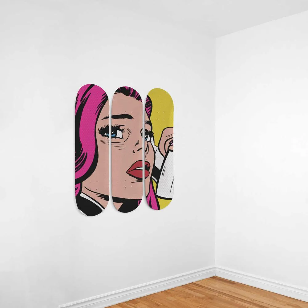 Pop art Girl in Distress Skateboard Wall Art