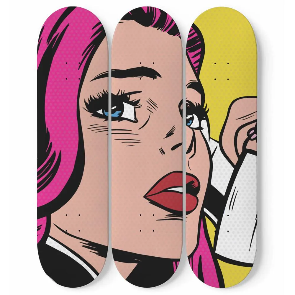 Pop art Girl in Distress Skateboard Wall Art