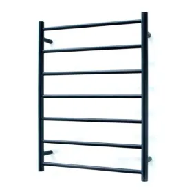 Radiant 12V 7 Bar Round Heated Towel Ladder 600w x 800h - Matte Black