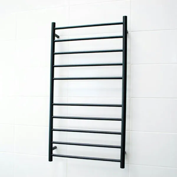 Radiant Round 10 Bar Heated Towel Ladder 600 x 1100 Matte Black
