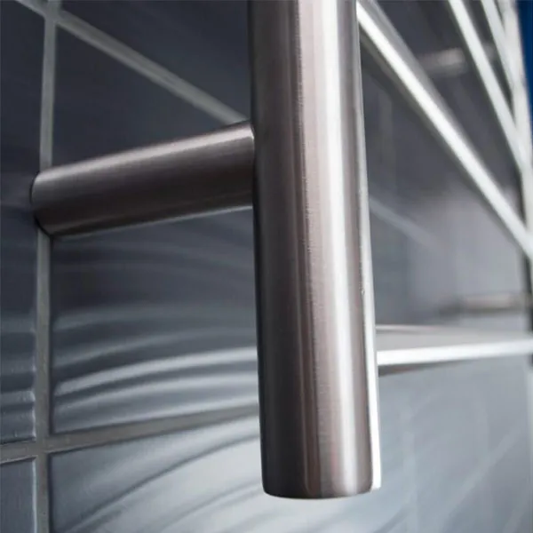 Radiant Round 5 Bar Heated Rail 950mmx600mm Brushed Stainless Steel