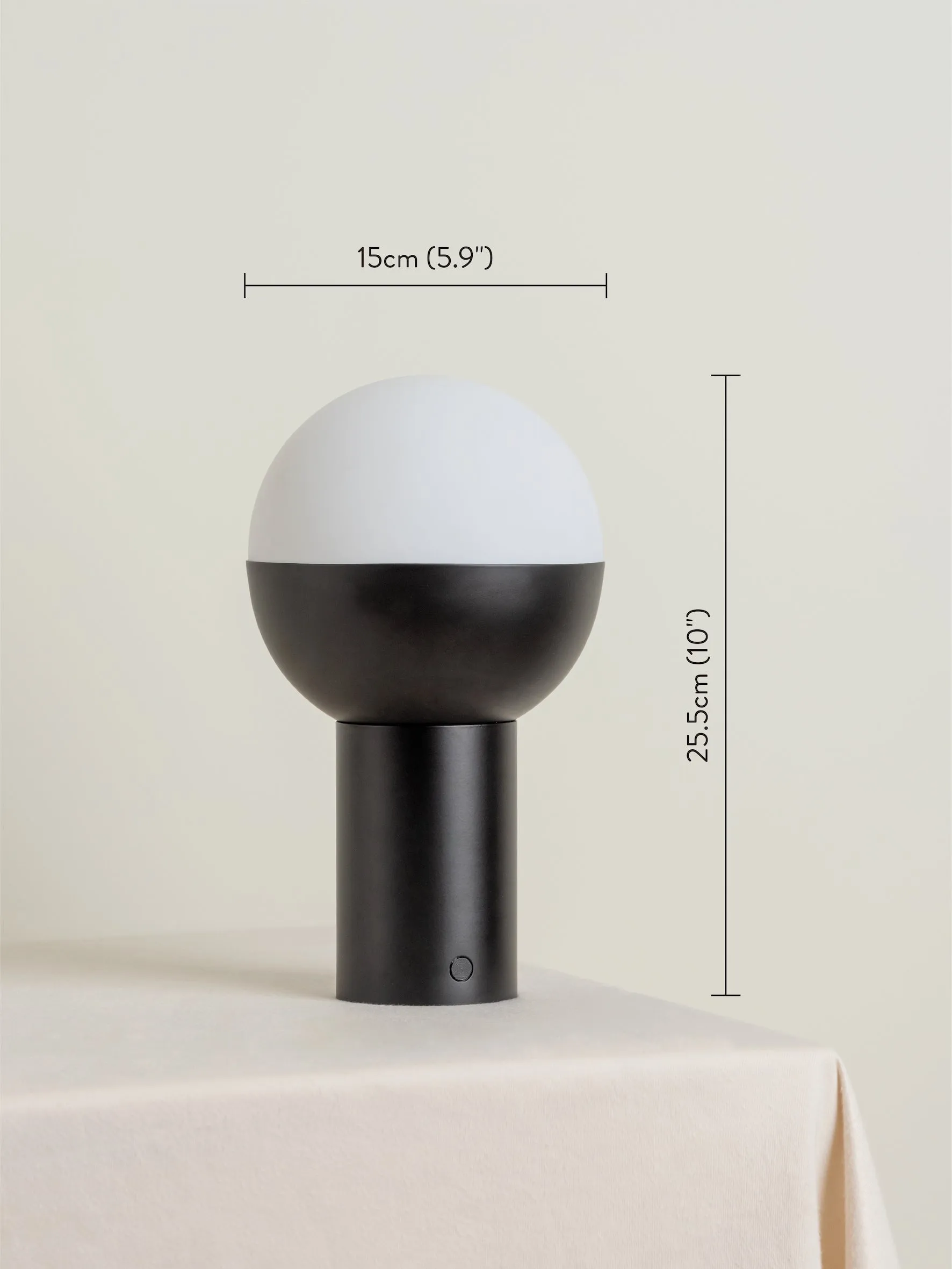 Roma - 1 light matt black and opal rechargeable table lamp