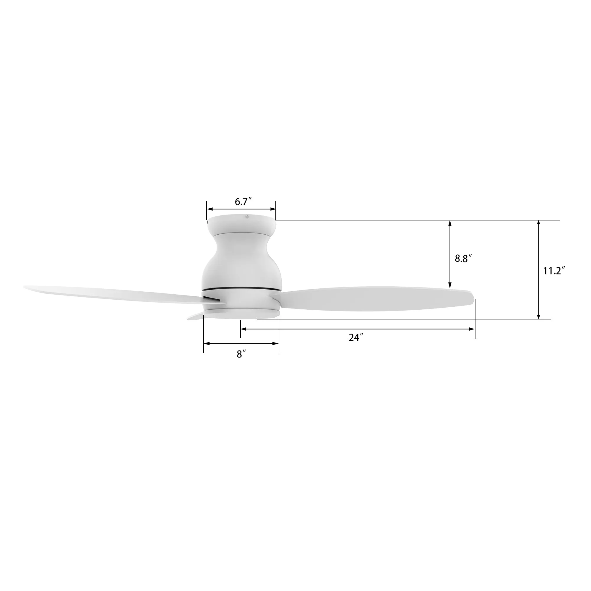 STANLEY 48 inch 3-Blade Flush Mount Ceiling Fan with Remote Control - White/White (No Light)