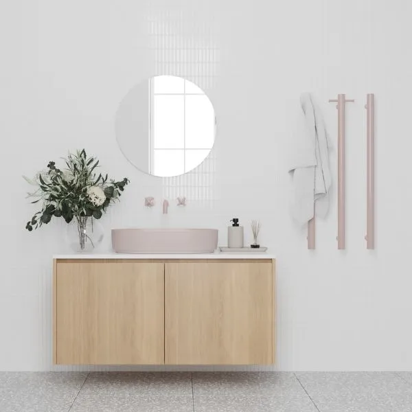 Thermogroup 12V Vertical Single Bar Heated Towel Rail Dusty Pink