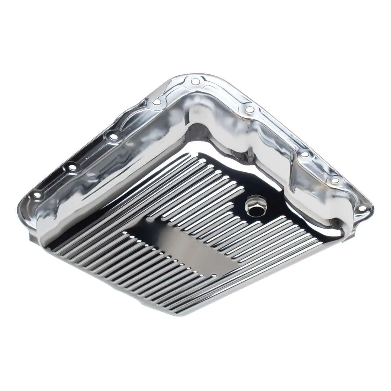 Trans-Dapt Chrome Transmission Pan - TH700R4/4L60E Finned