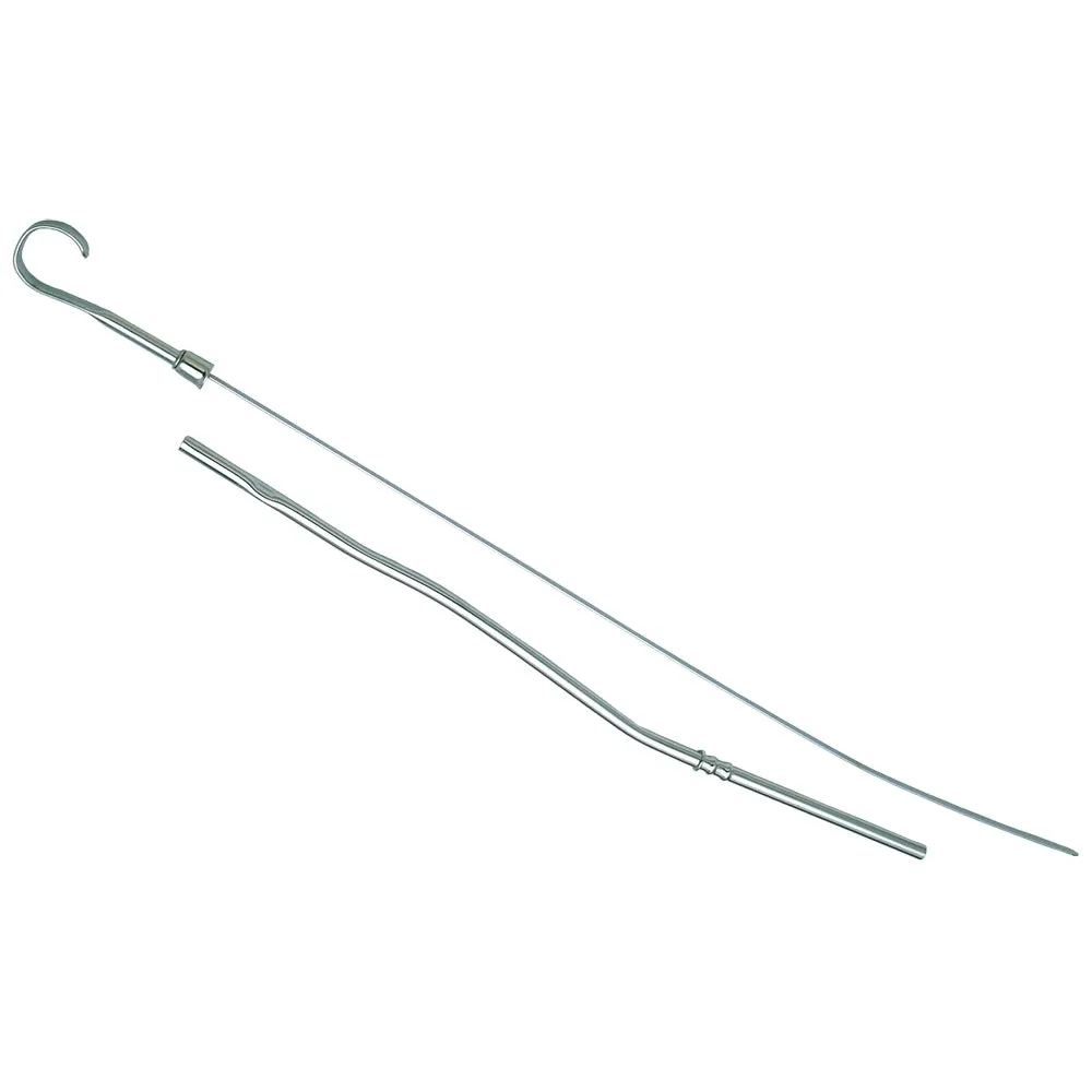Trans-Dapt Engine Oil Dipstick - Solid Tube - Block Mount - 20 in Long - Chrome - Oldsmobile V8