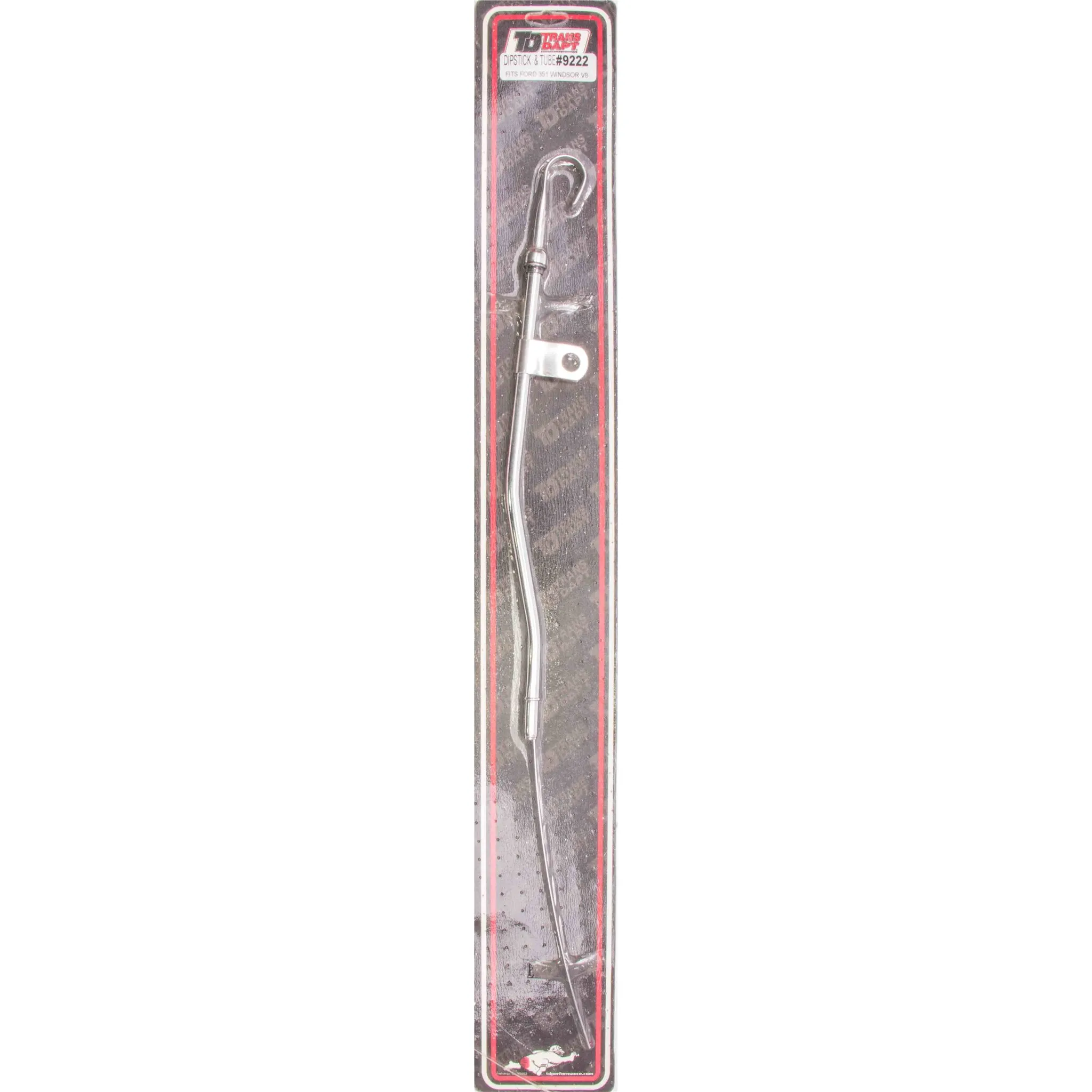 Trans-Dapt Engine Oil Dipstick - Solid Tube - Block Mount - 20 in Long - Chrome - Small Block Ford