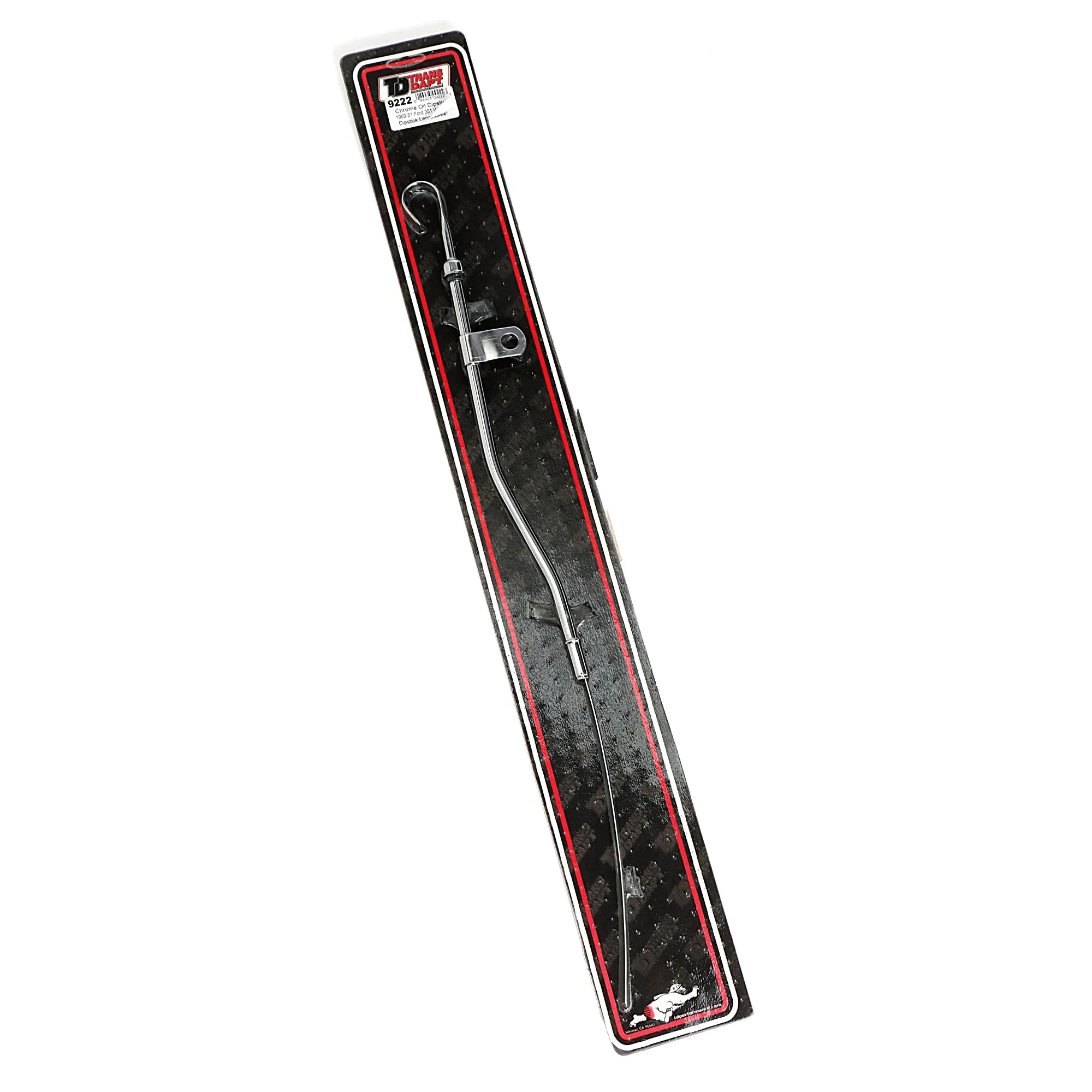 Trans-Dapt Engine Oil Dipstick - Solid Tube - Block Mount - 20 in Long - Chrome - Small Block Ford