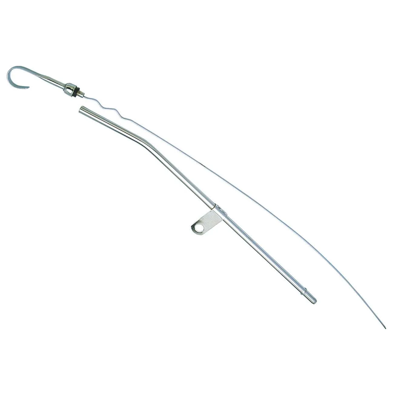 Trans-Dapt Engine Oil Dipstick - Solid Tube - Block Mount - 23 in Long - Chrome - Mopar B / RB-Series
