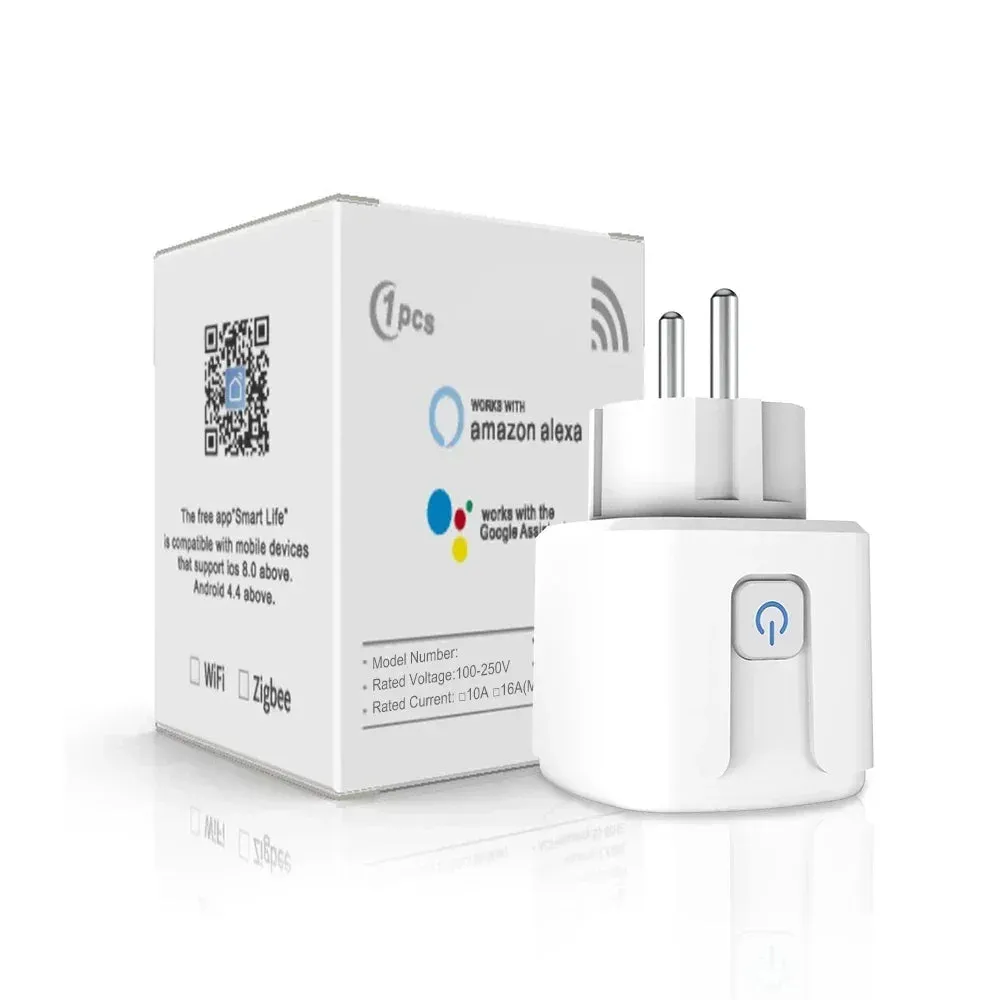 Tuya WiFi Smart Plug 16A/20A EU Power Monitor Switch Smart Socket With Timing Function Smart Life Support Alexa Google Home