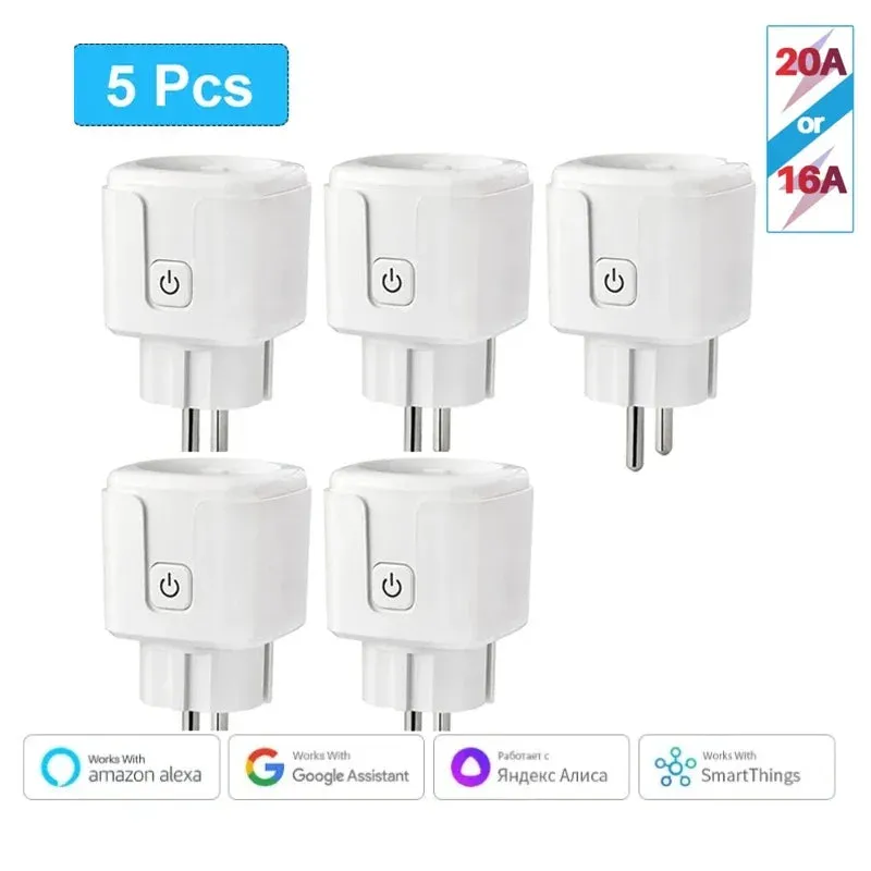 Tuya WiFi Smart Plug 16A/20A EU Power Monitor Switch Smart Socket With Timing Function Smart Life Support Alexa Google Home