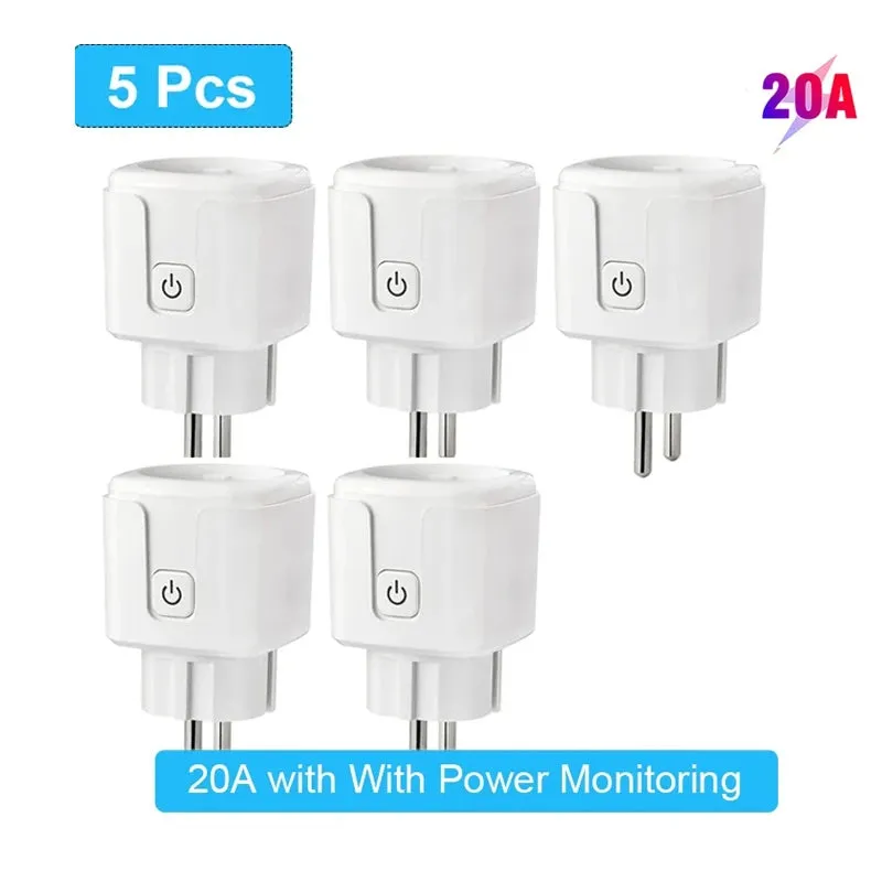 Tuya WiFi Smart Plug 16A/20A EU Power Monitor Switch Smart Socket With Timing Function Smart Life Support Alexa Google Home