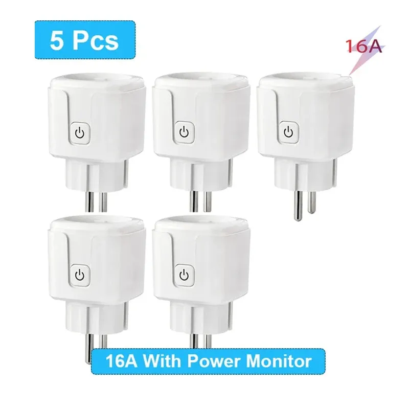 Tuya WiFi Smart Plug 16A/20A EU Power Monitor Switch Smart Socket With Timing Function Smart Life Support Alexa Google Home