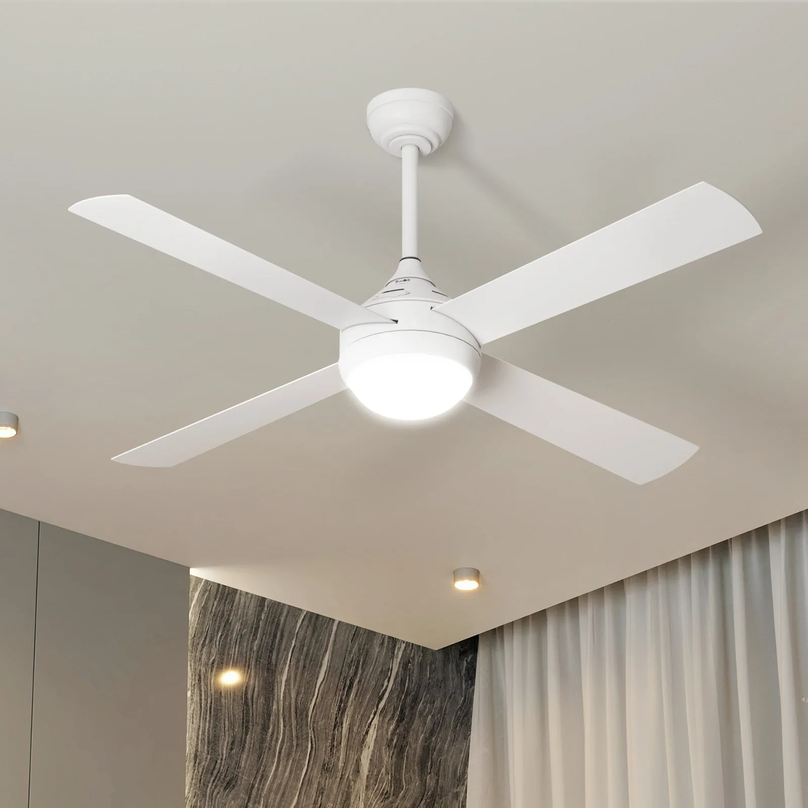 Vevare 52'' Ceiling Fan AC Motor With Light Remote Control Fans 4 Blades White