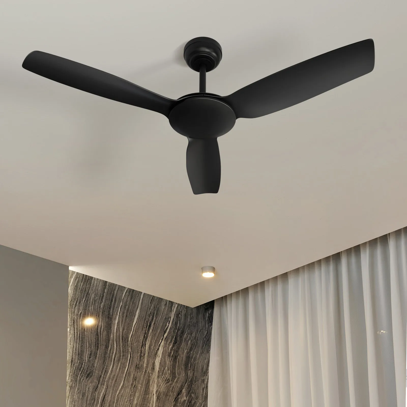 Vevare 52'' Ceiling Fan DC Motor 3 ABS Blades with Remote Control Timer Black