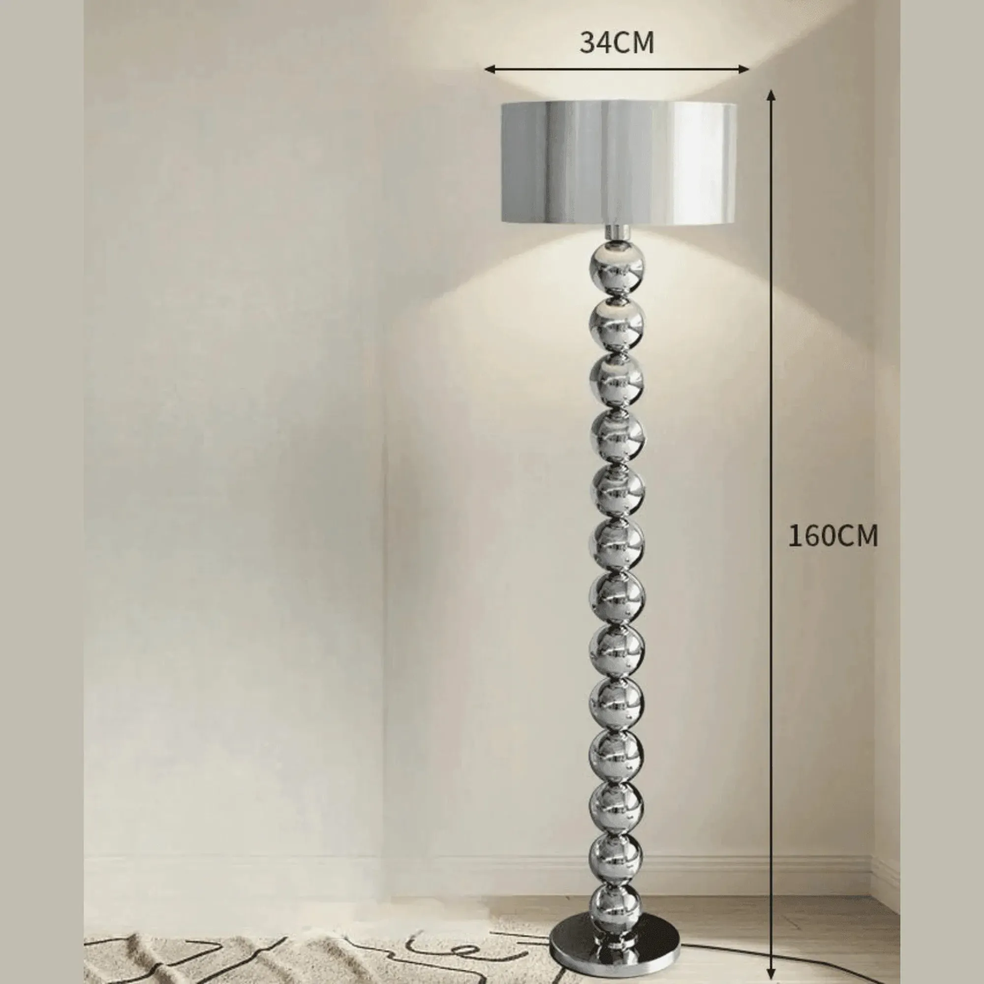 Wooden Twist Cilindrico Design Modern Round Shape Aluminum Floor Lamp with Soft Fabric Shade Stylish Ambient Lighting