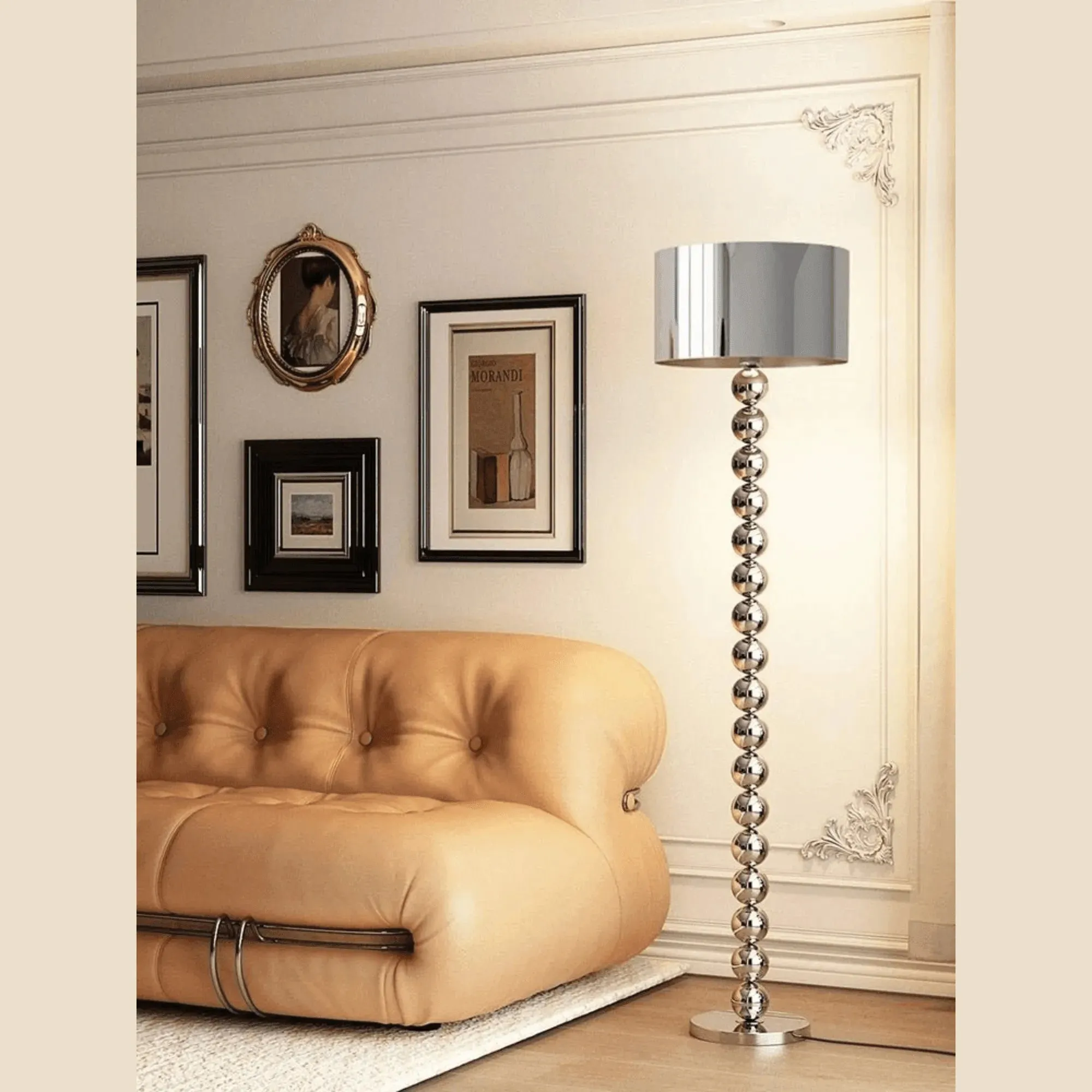 Wooden Twist Cilindrico Design Modern Round Shape Aluminum Floor Lamp with Soft Fabric Shade Stylish Ambient Lighting
