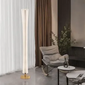 Wooden Twist Contemporary Design LED Floor Lamp with Fire Effect Modern Decorative Ambient Lighting for Living Room, Bedroom, Office