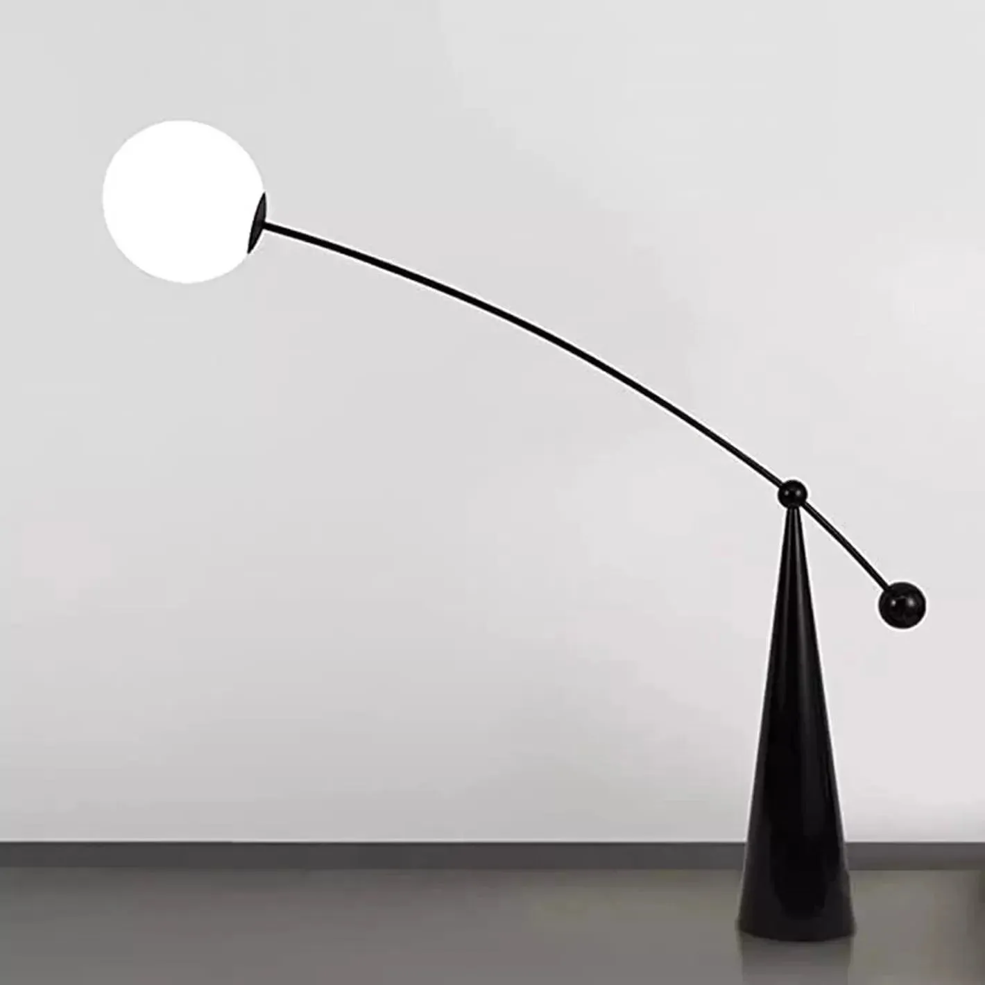 Wooden Twist Rope Rise Moon Shape Metal Floor Lamp Modern Rustic Home Decor Lighting