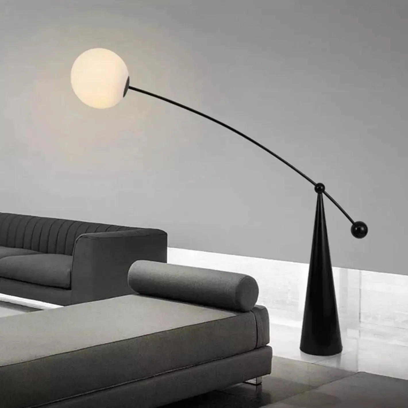 Wooden Twist Rope Rise Moon Shape Metal Floor Lamp Modern Rustic Home Decor Lighting