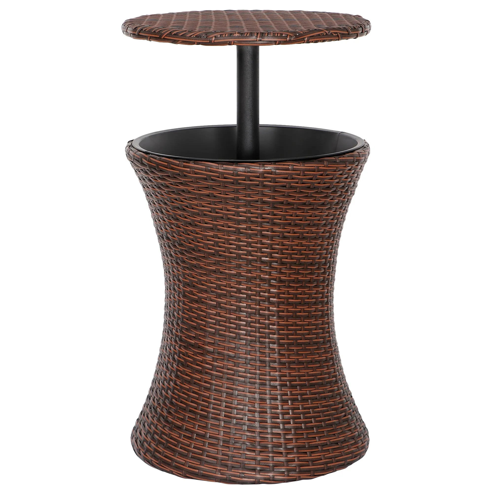 ZENY™ Cool Bar Rattan Style Outdoor Patio Pool Cooler Table Adjustable Height with Ice Bucket