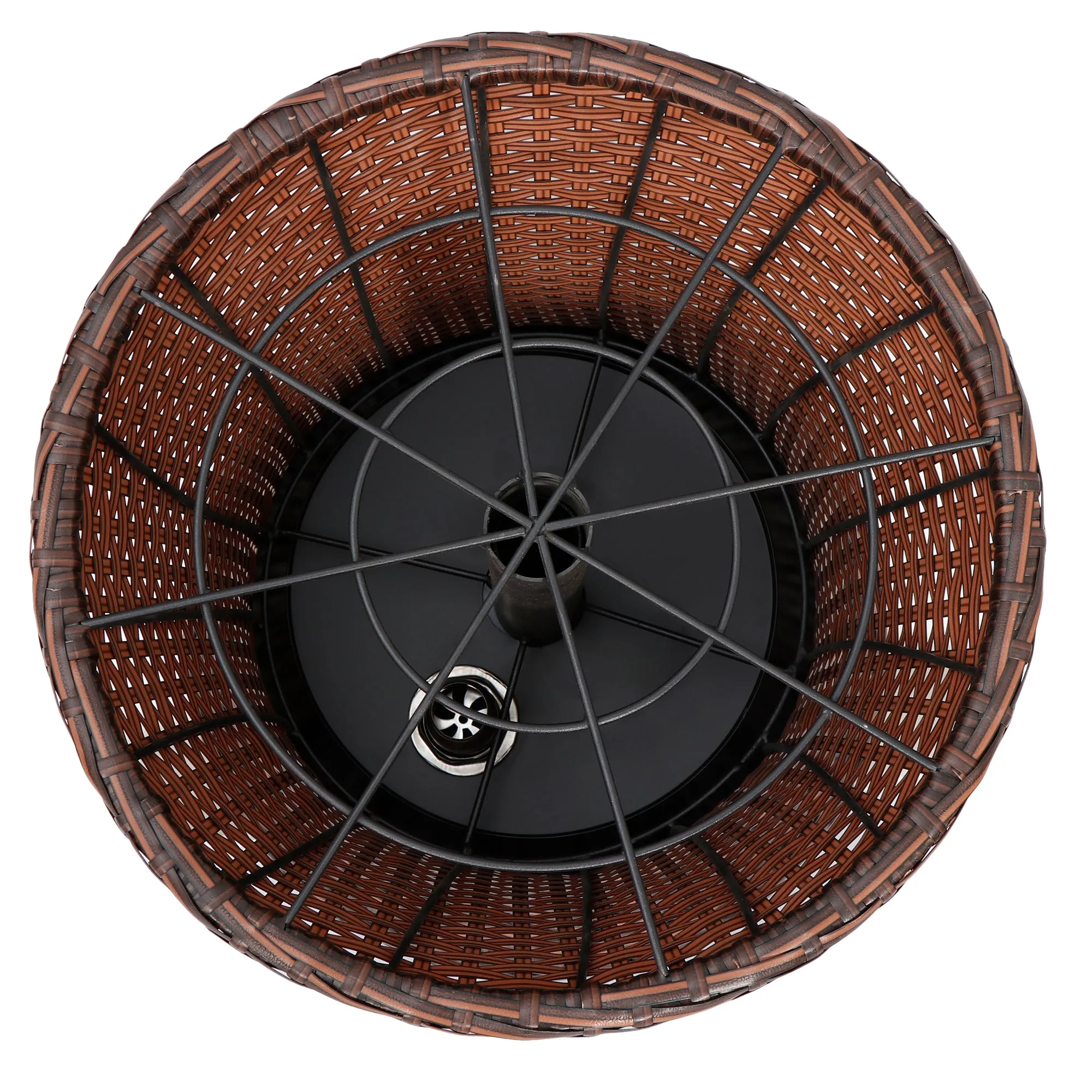 ZENY™ Cool Bar Rattan Style Outdoor Patio Pool Cooler Table Adjustable Height with Ice Bucket