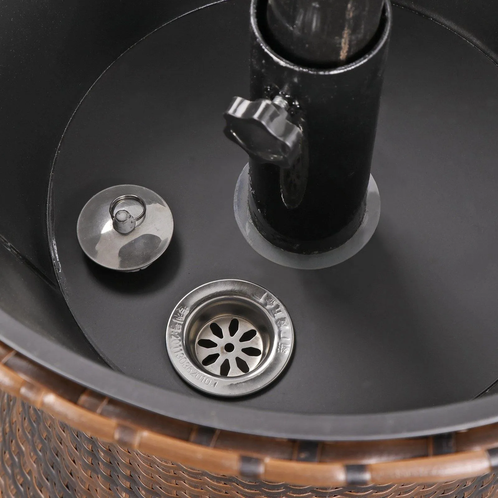 ZENY™ Cool Bar Rattan Style Outdoor Patio Pool Cooler Table Adjustable Height with Ice Bucket